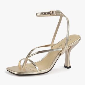 Gold Strappy Kitten Heels